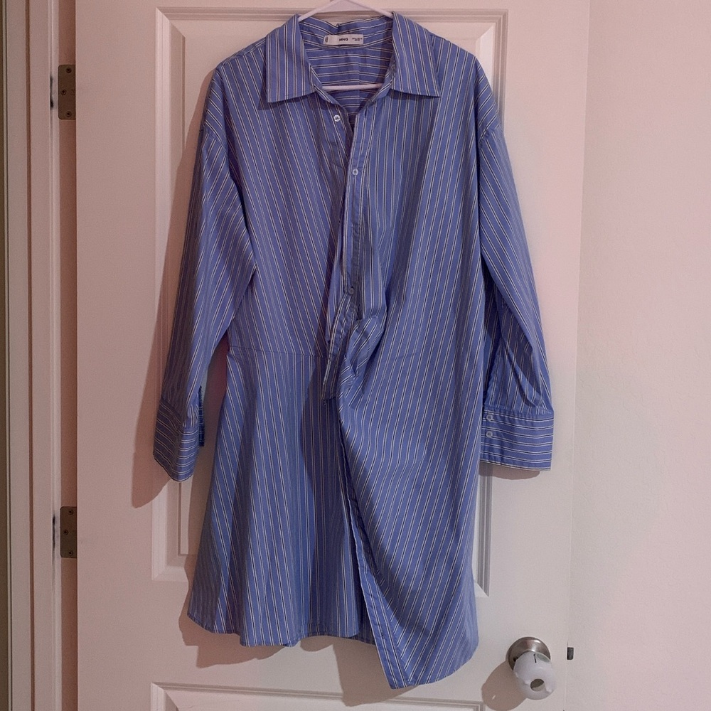 Blue Striped Button Down dress